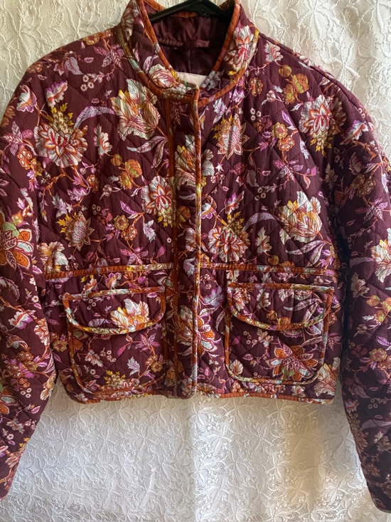 Avec Les Filles Jackets & Blazers - Quilted Floral Bomber Jacket - Burgundy Floral